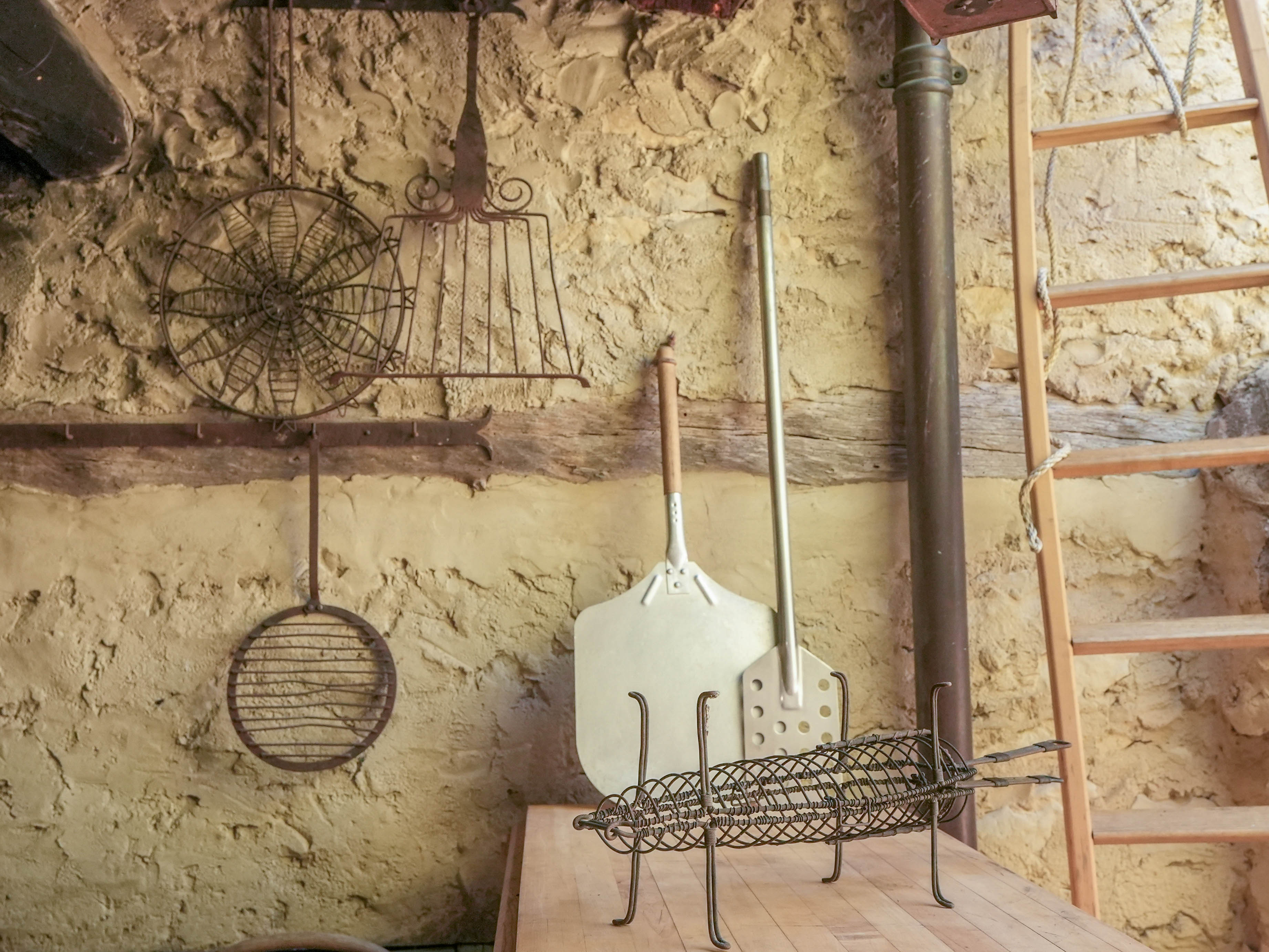 Rustic long-handled pizza paddle