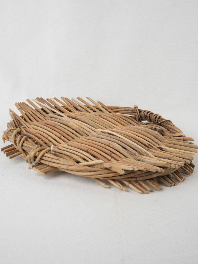 Vintage oval wicker tray