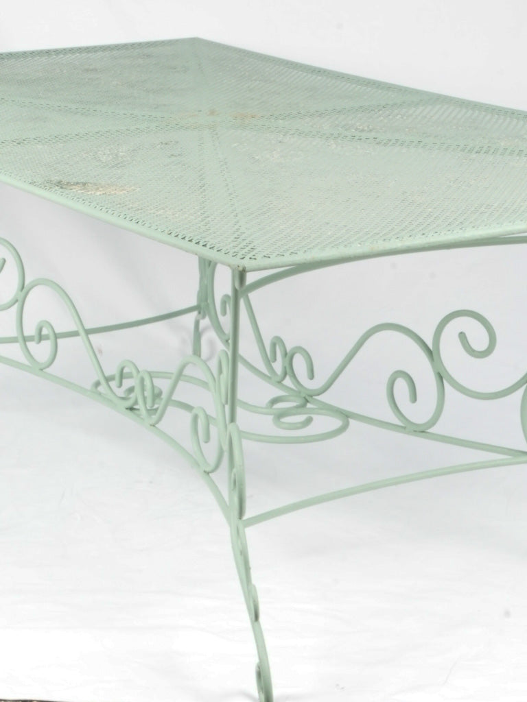 Timeless mint green wrought iron table