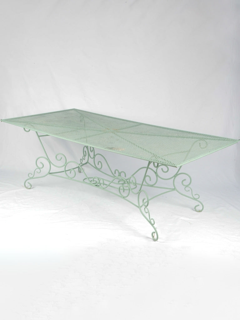 Pale green patina outdoor dining table