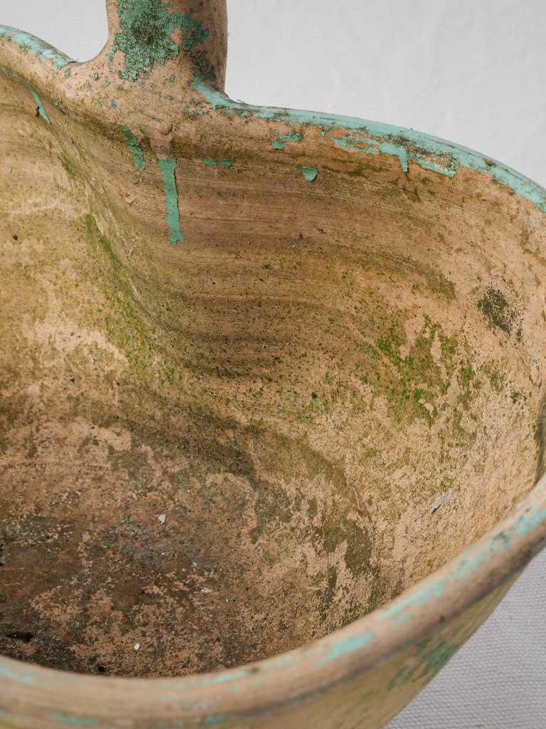 Early 20th-Century French Terracotta Basket W/ Green Patina - 13"