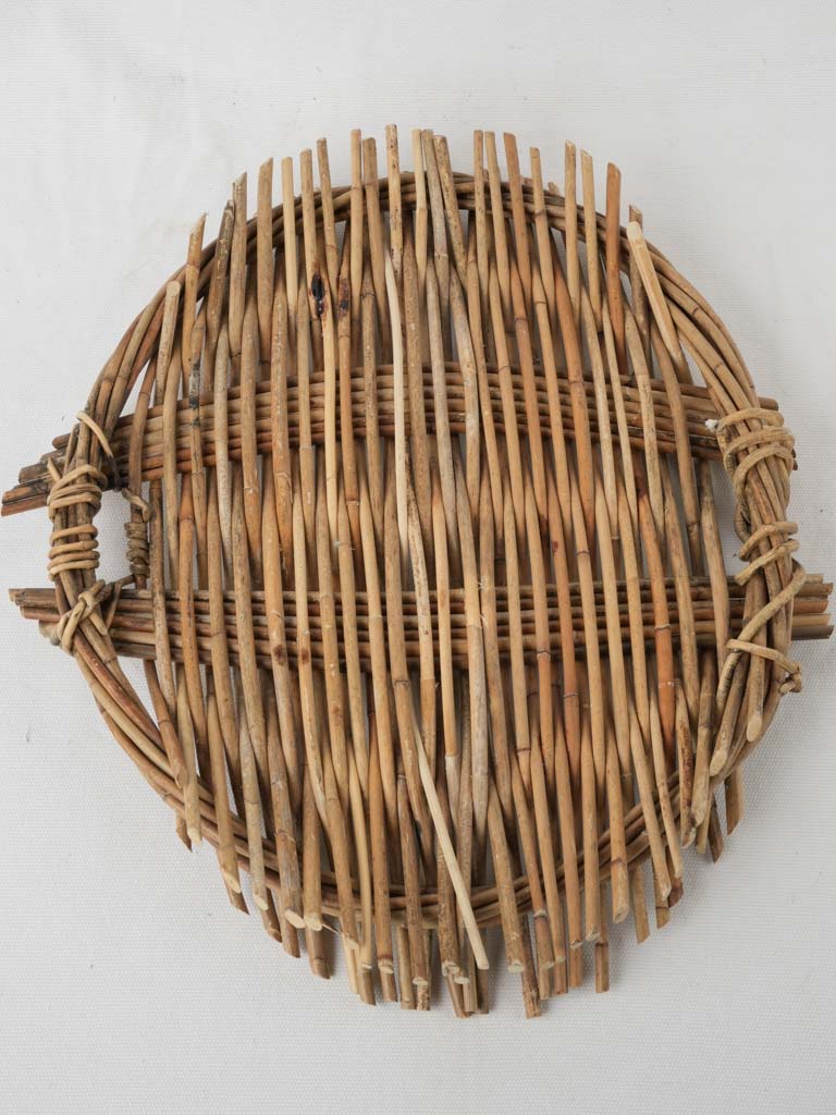 Aged rustic oval wicker tray