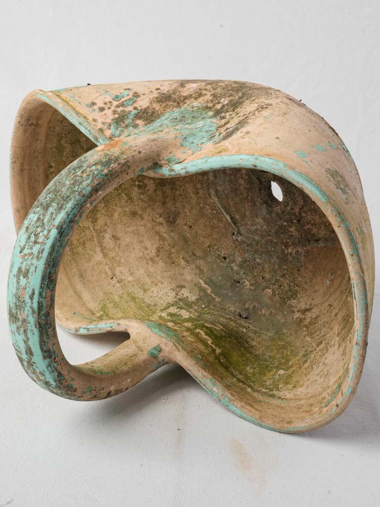 Early 20th-Century French Terracotta Basket W/ Green Patina - 13"