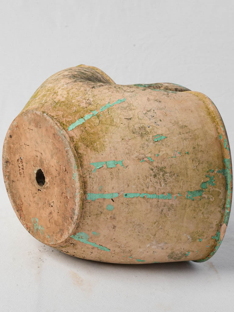 Early 20th-Century French Terracotta Basket W/ Green Patina - 13"