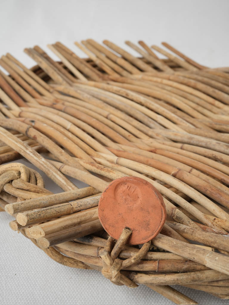 Vintage French country wicker platter