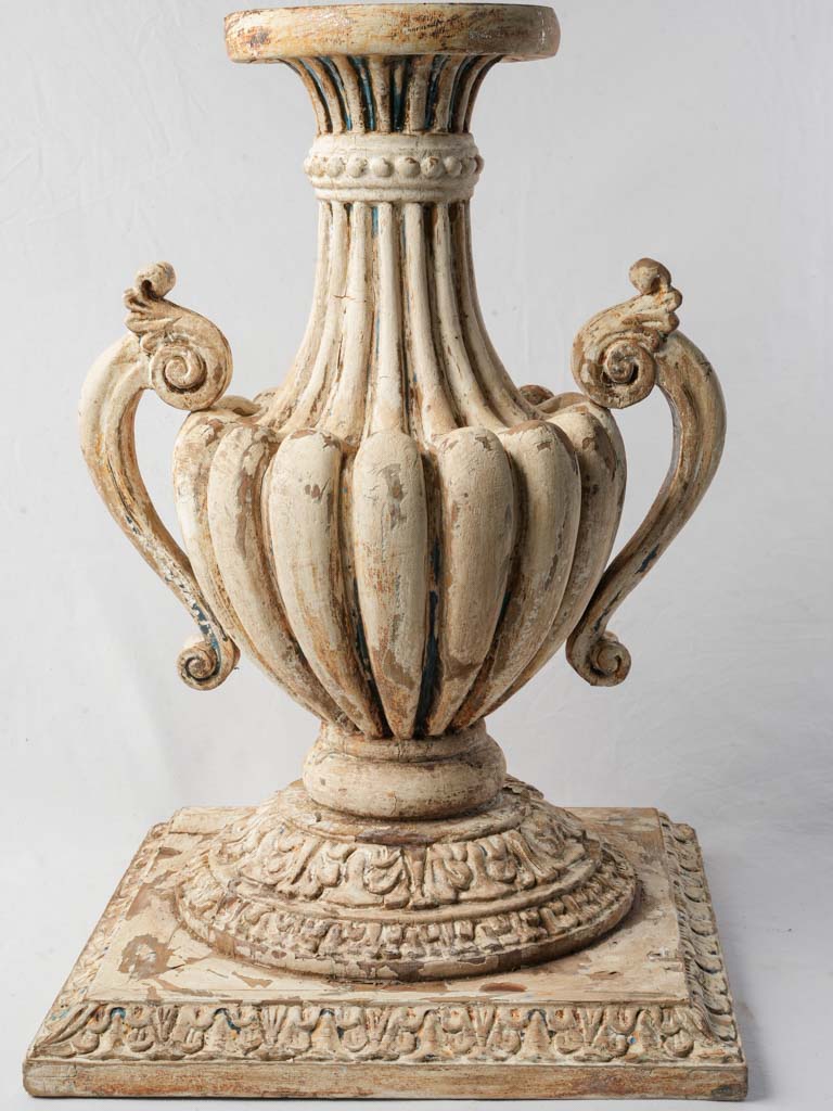 Intricate fir wood sculpture stand