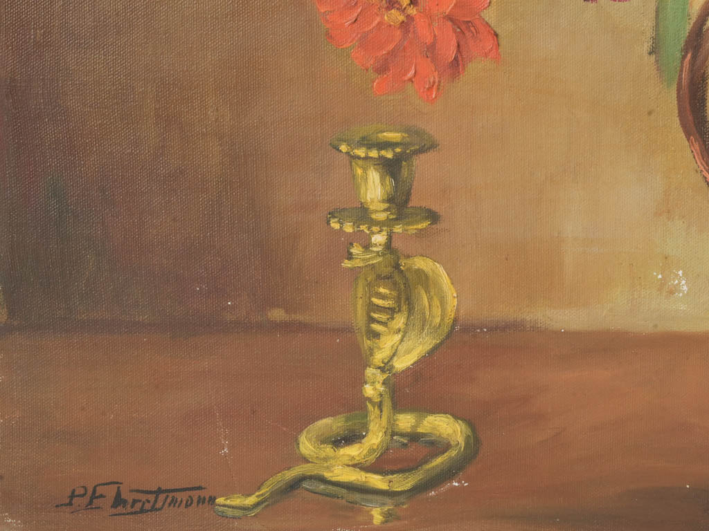 Warm-toned cauldron decor piece