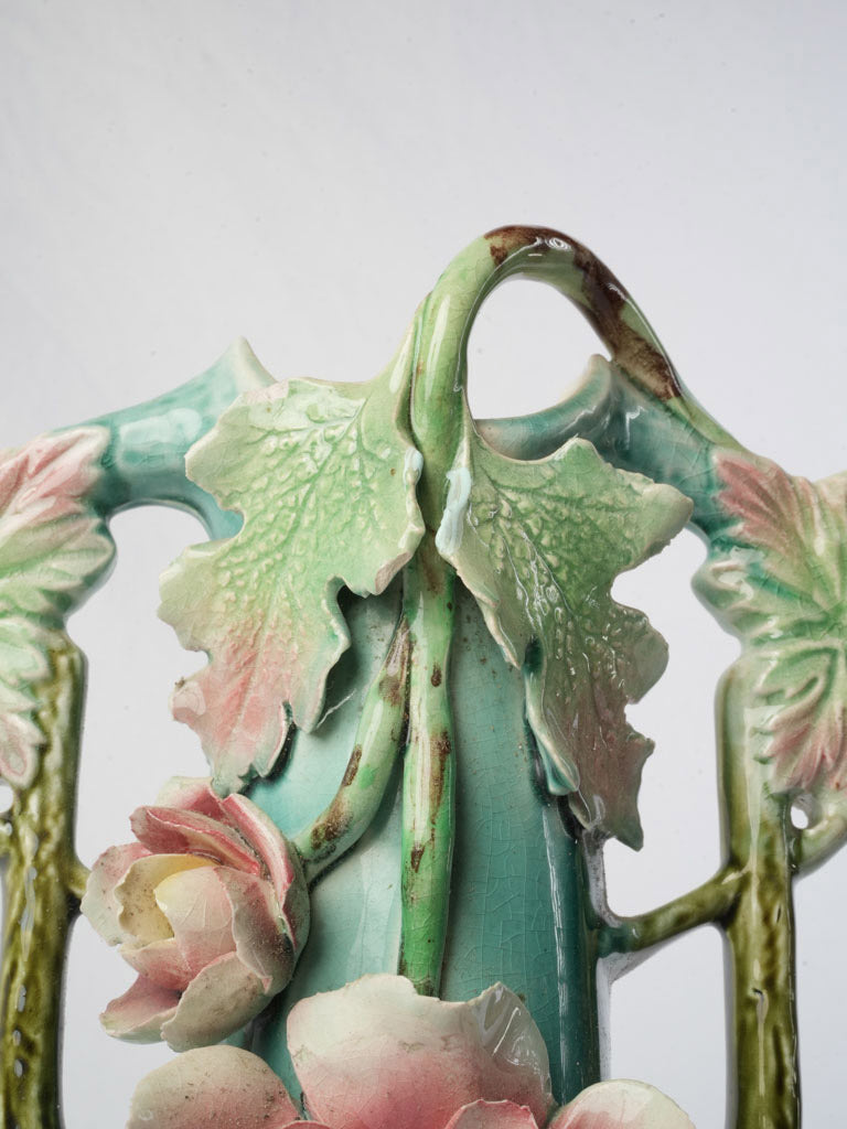 Sinuous line antique majolica vase