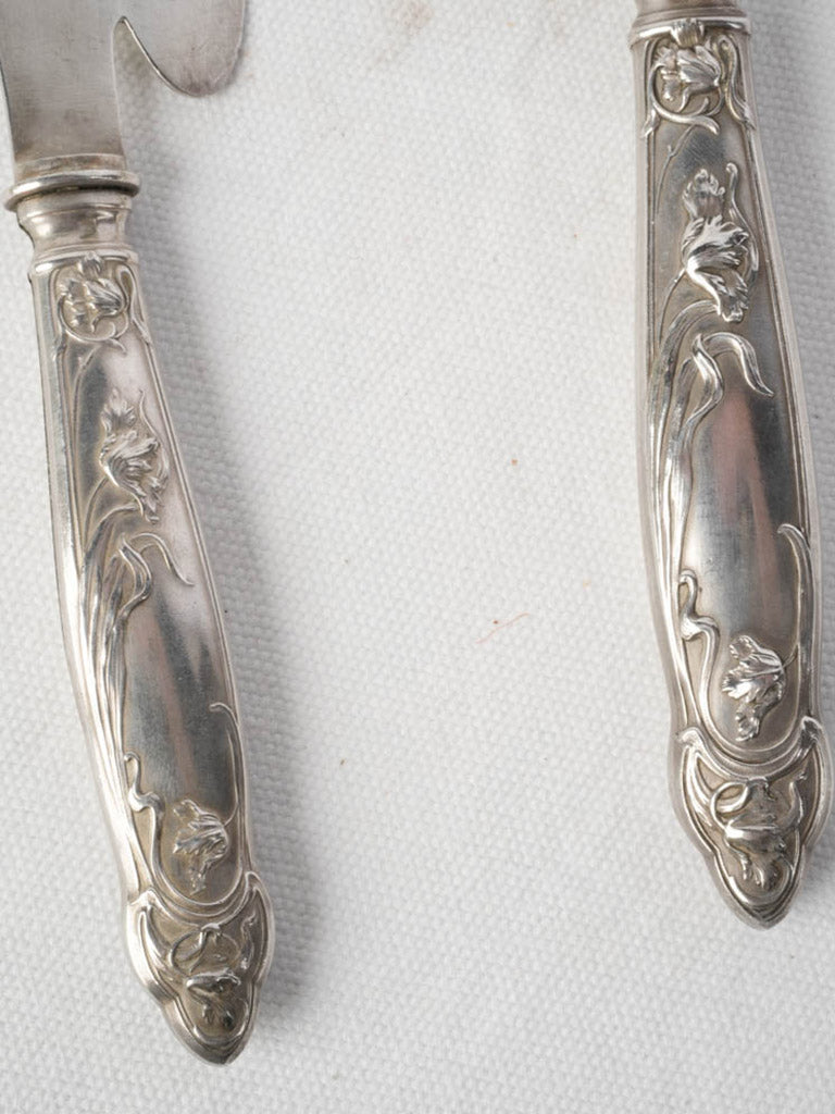 Early 20th-Century French Art Nouveau Silverplate Gigot Lamb Carving Set