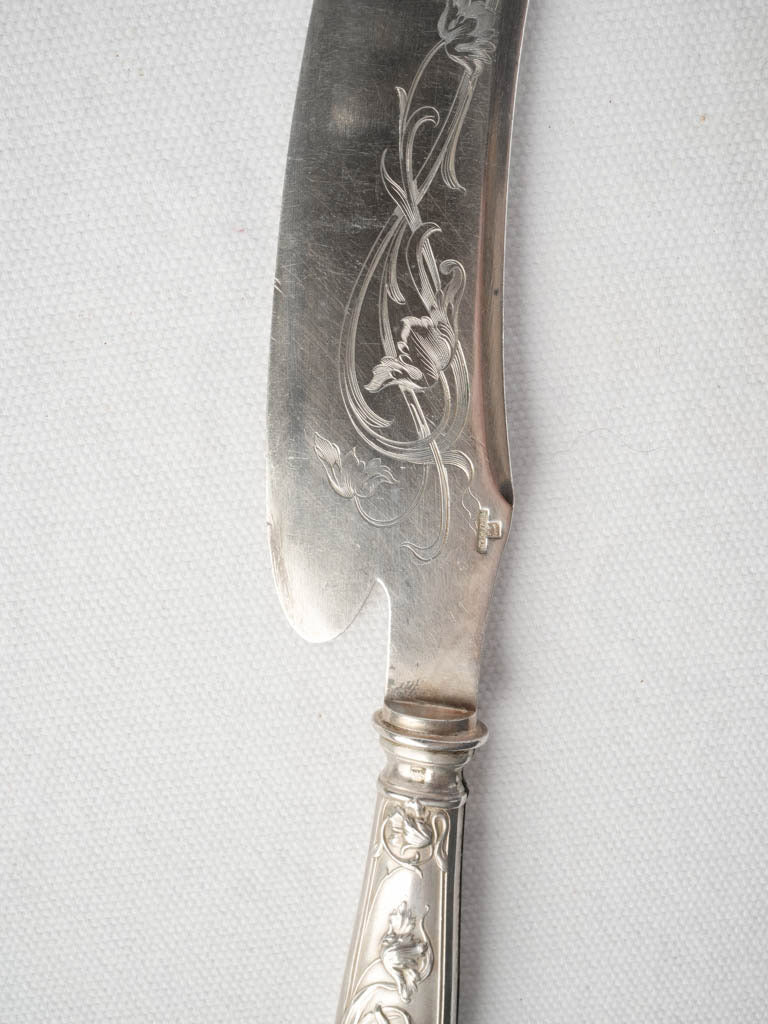 Early 20th-Century French Art Nouveau Silverplate Gigot Lamb Carving Set
