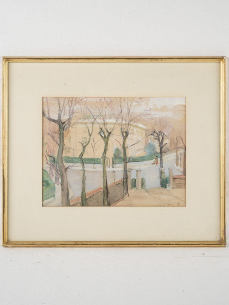 Vintage atmospheric painting street scene