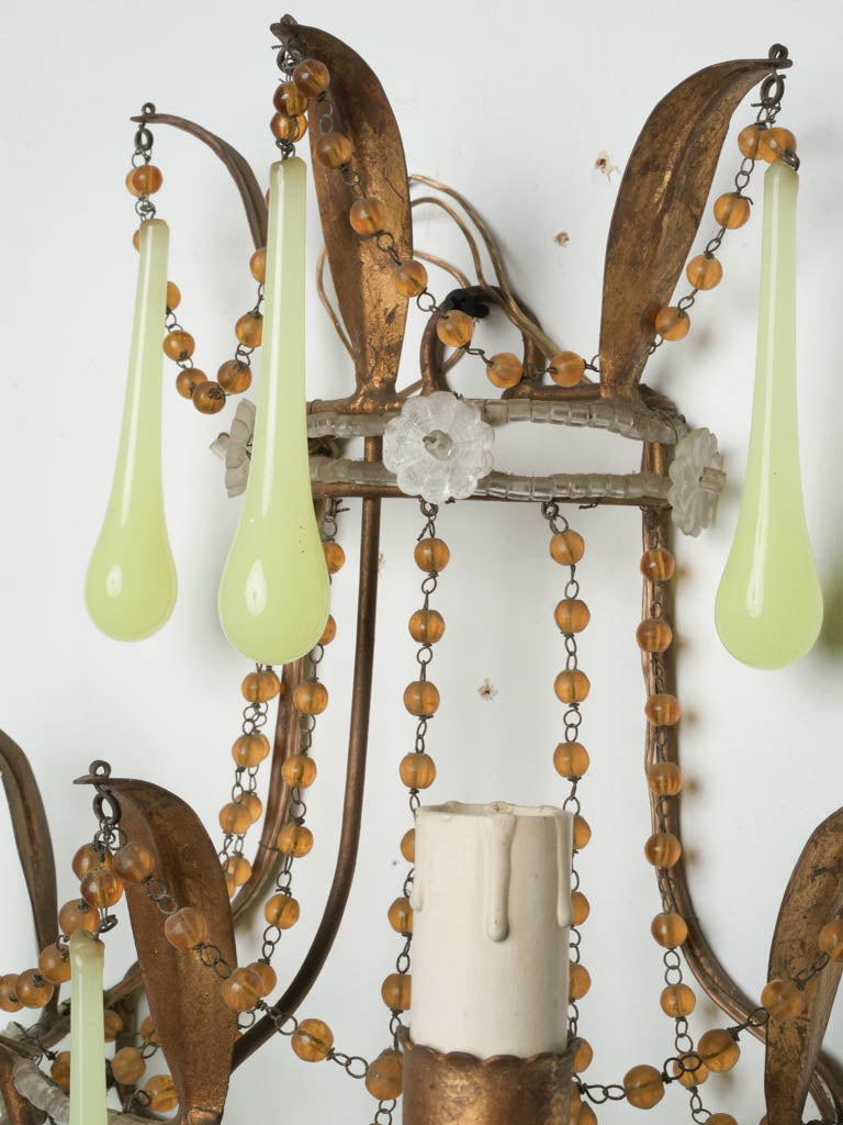 Romantic floral embellished bronze sconces