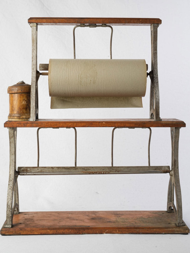 Rustic wooden wrapping paper holder