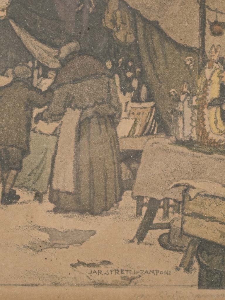 Poetic style watercolor market painting