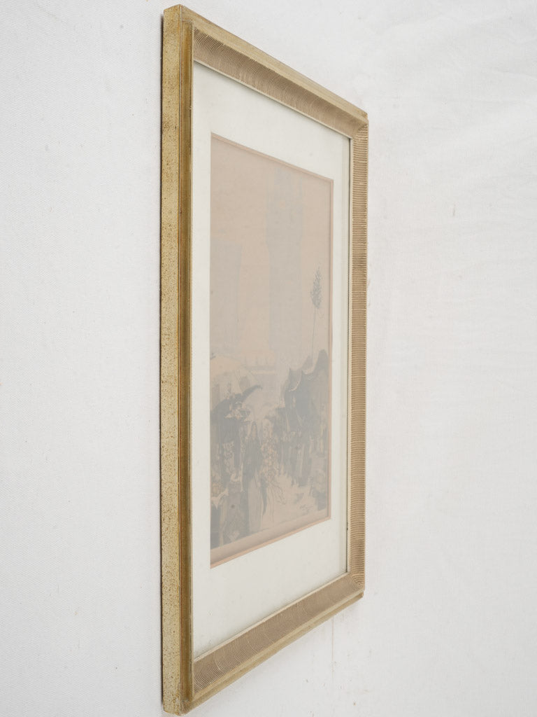 Vintage Czech artwork urban landscape