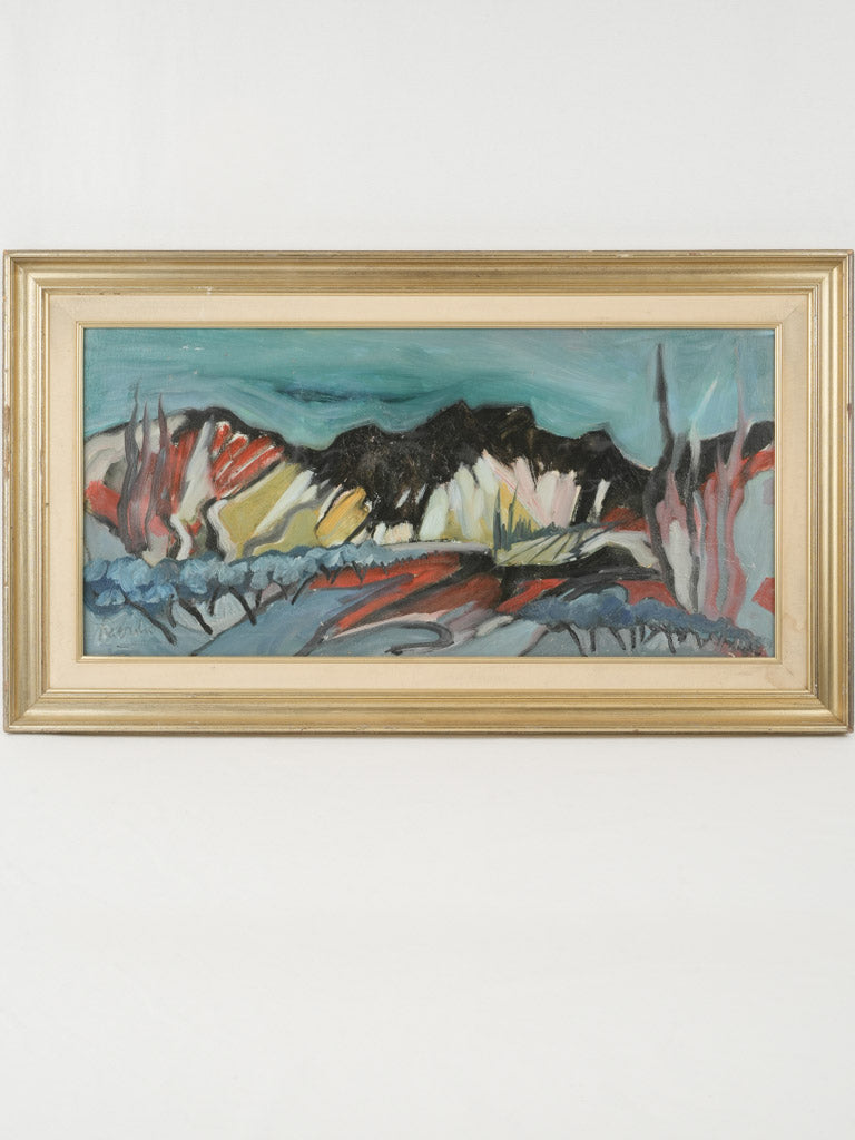 Mid-century abstract landscape oil painting