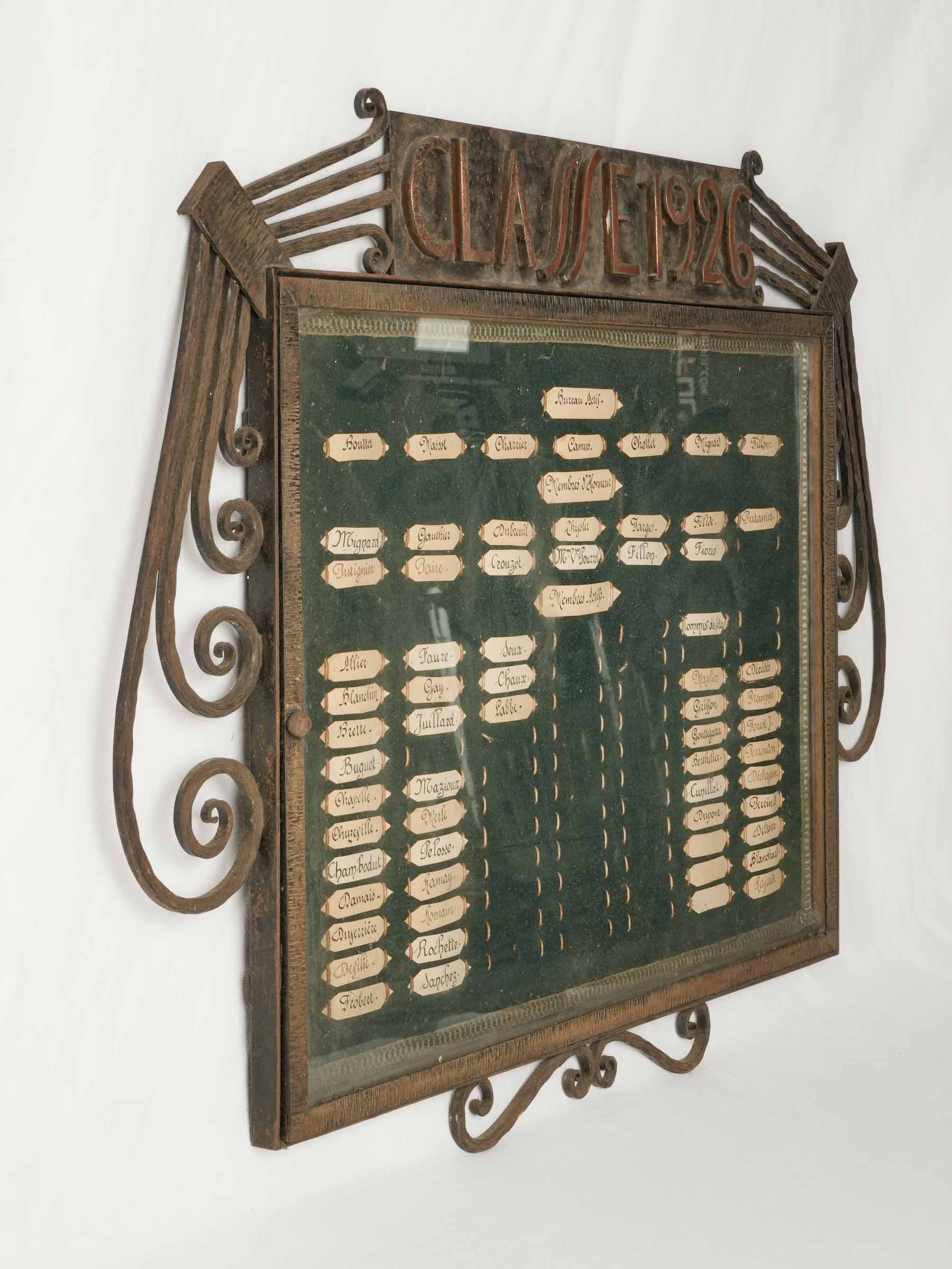 Rare French “Classe 1926” Wrought-Iron and Copper Honor Board, c. 1926 - 26½" x 32¾"
