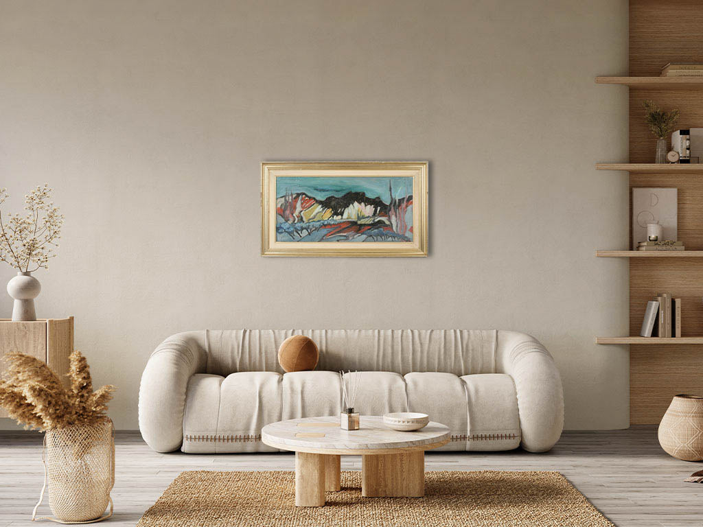 Provence-inspired vintage oil-on-canvas landscape