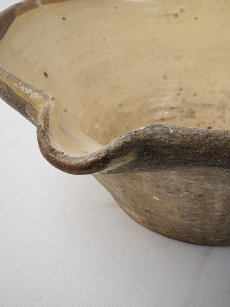 19th-Century Large Provençal Tian Bowl W/ Pale Yellow Glaze - 26¾"