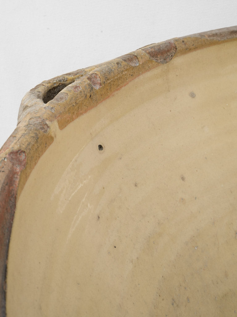 19th-Century Large Provençal Tian Bowl W/ Pale Yellow Glaze - 26¾"