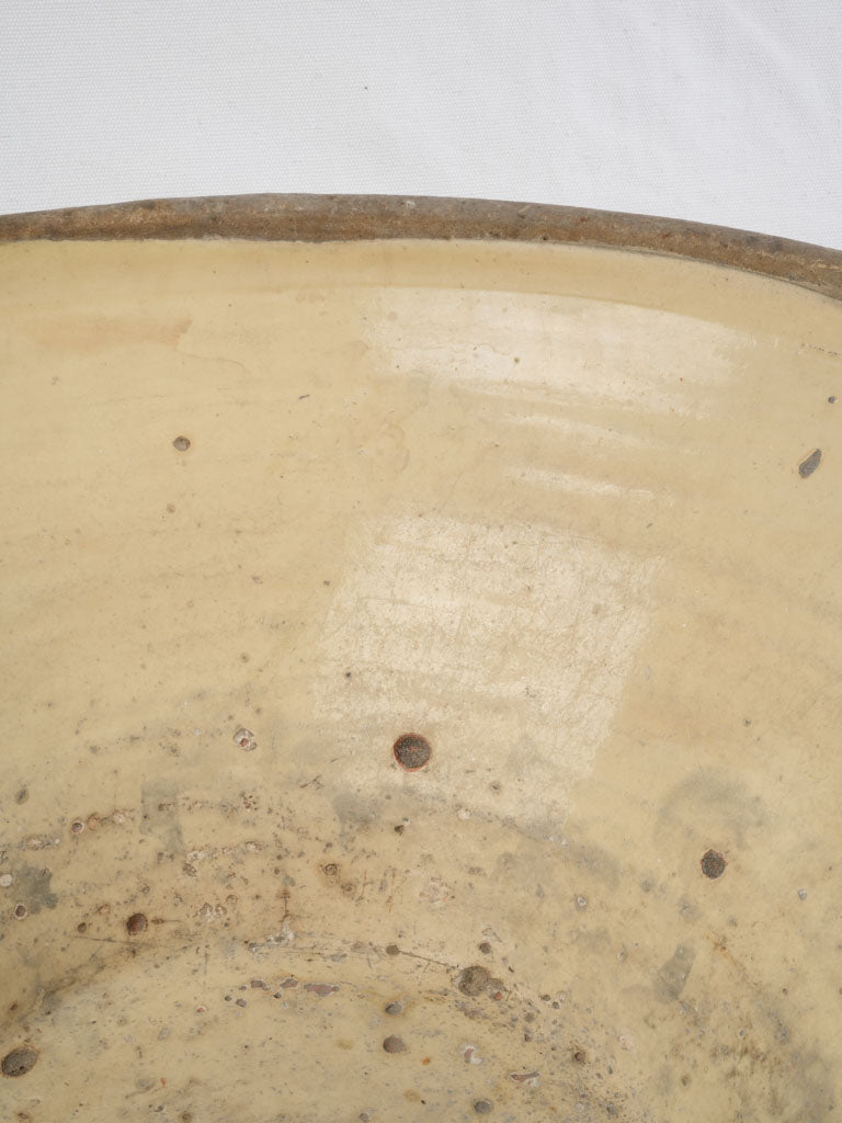 19th-Century Large Provençal Tian Bowl W/ Pale Yellow Glaze - 26¾"