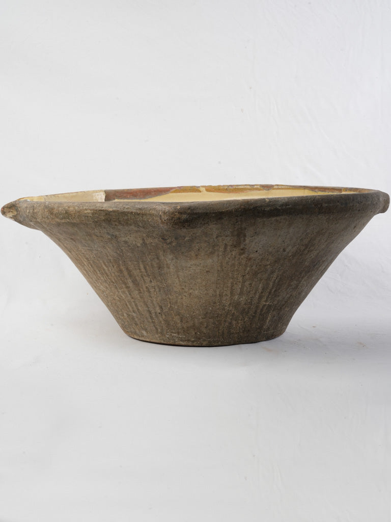 19th-Century Large Provençal Tian Bowl W/ Pale Yellow Glaze - 26¾"