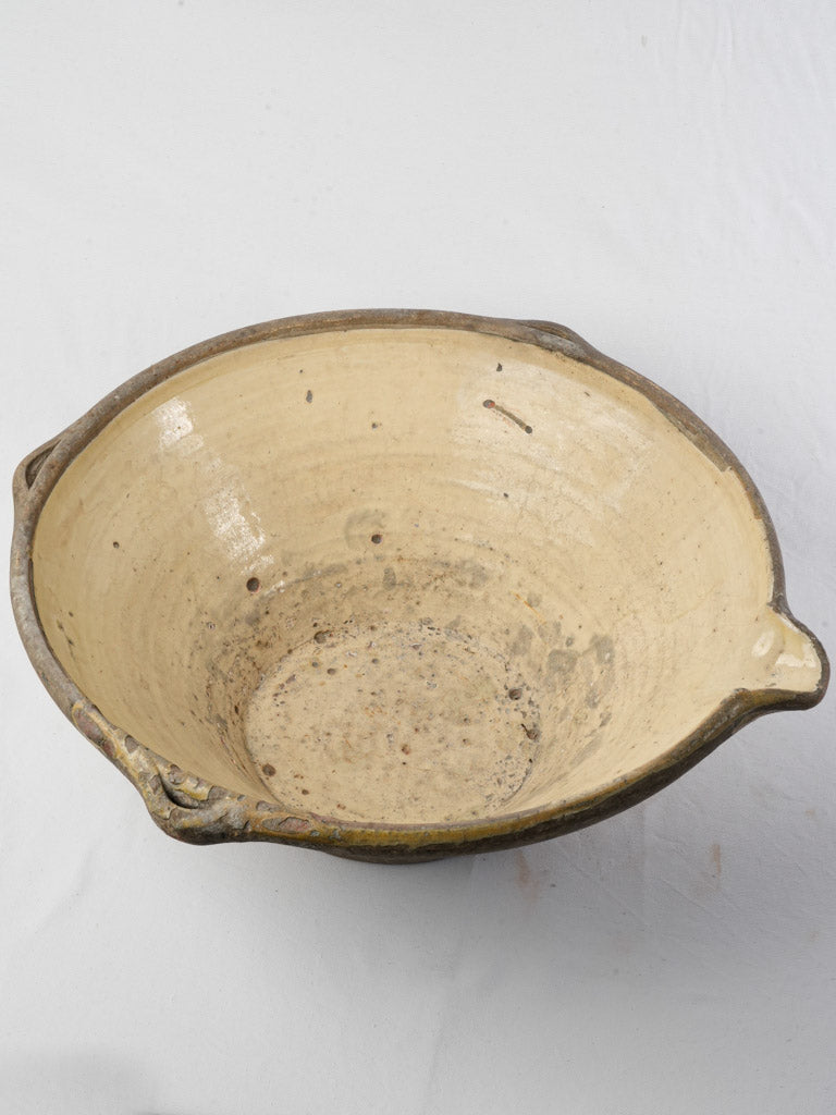 19th-Century Large Provençal Tian Bowl W/ Pale Yellow Glaze - 26¾"