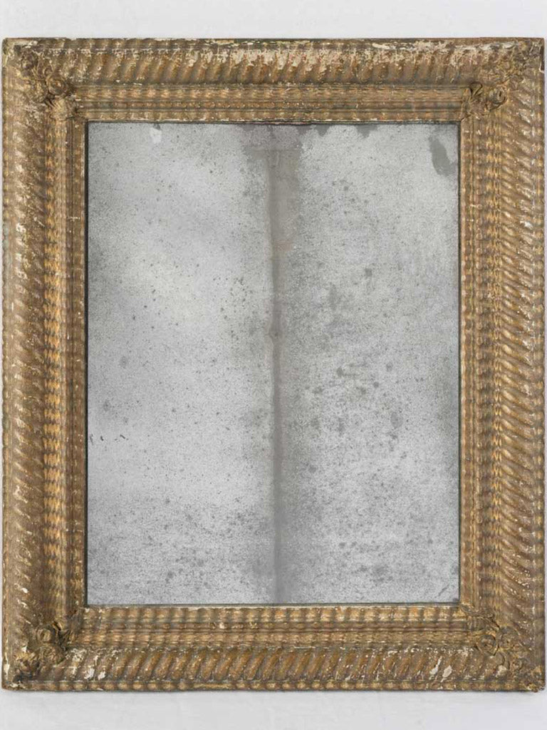 Petite 19th Century French Giltwood Mirror w/ Foxed Mercury Glass - 22" x 18"