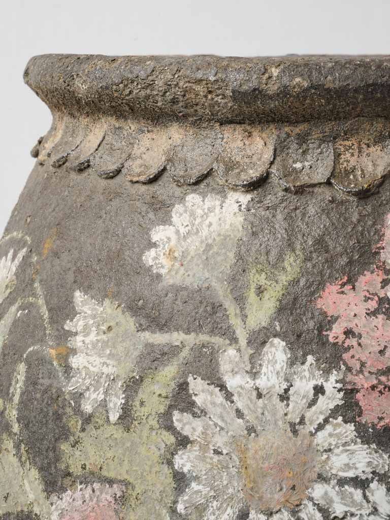 Patinaed clay container, traditional design