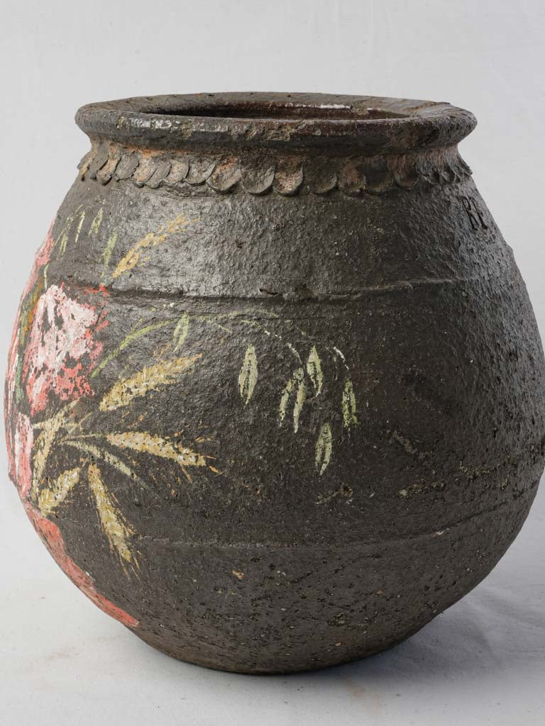 Late 19th-Century Terracotta "Ponne Charentaise" W/ 20th-Century Floral Painting - 15¼"