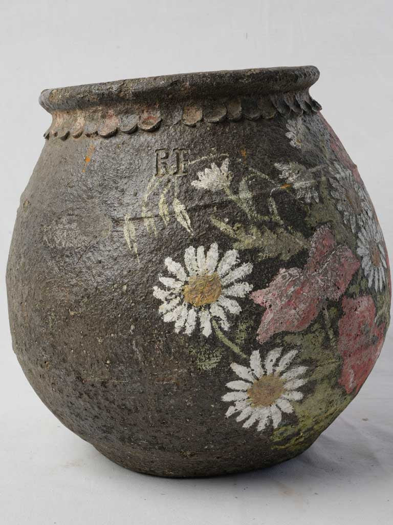 Late 19th-Century Terracotta "Ponne Charentaise" W/ 20th-Century Floral Painting - 15¼"