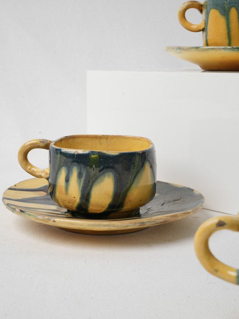 Colorful artisanal ceramic espresso cups