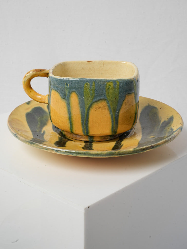 4 Adorable 1960s French Mid-Century Hand-Crafted Ceramic Coffee Cups
