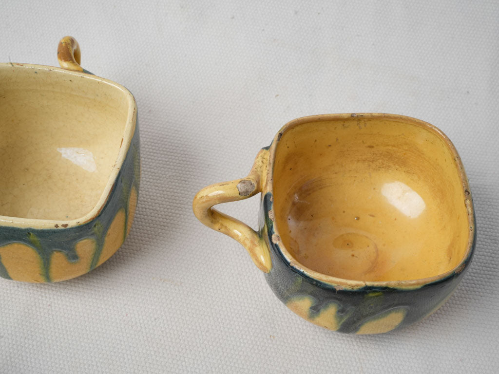 4 Adorable 1960s French Mid-Century Hand-Crafted Ceramic Coffee Cups