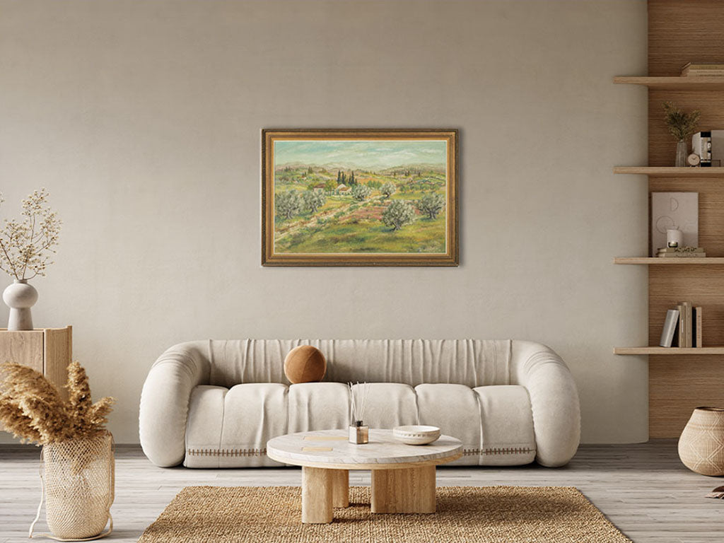 Mid-Century French gilded countryside artwork