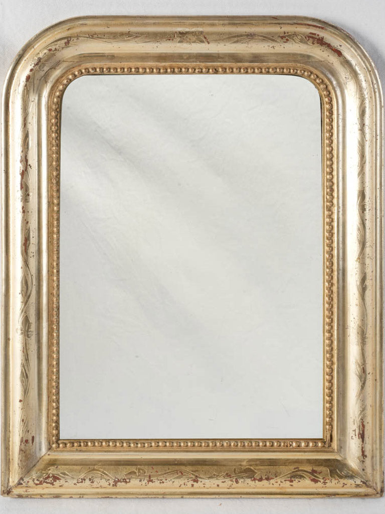 Petite 19th-Century Louis Philippe Mirror with Silver-Toned Frame - 22¾"