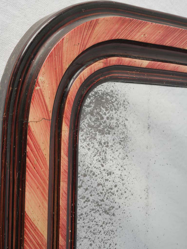 Vintage crimson-coral framed mirror