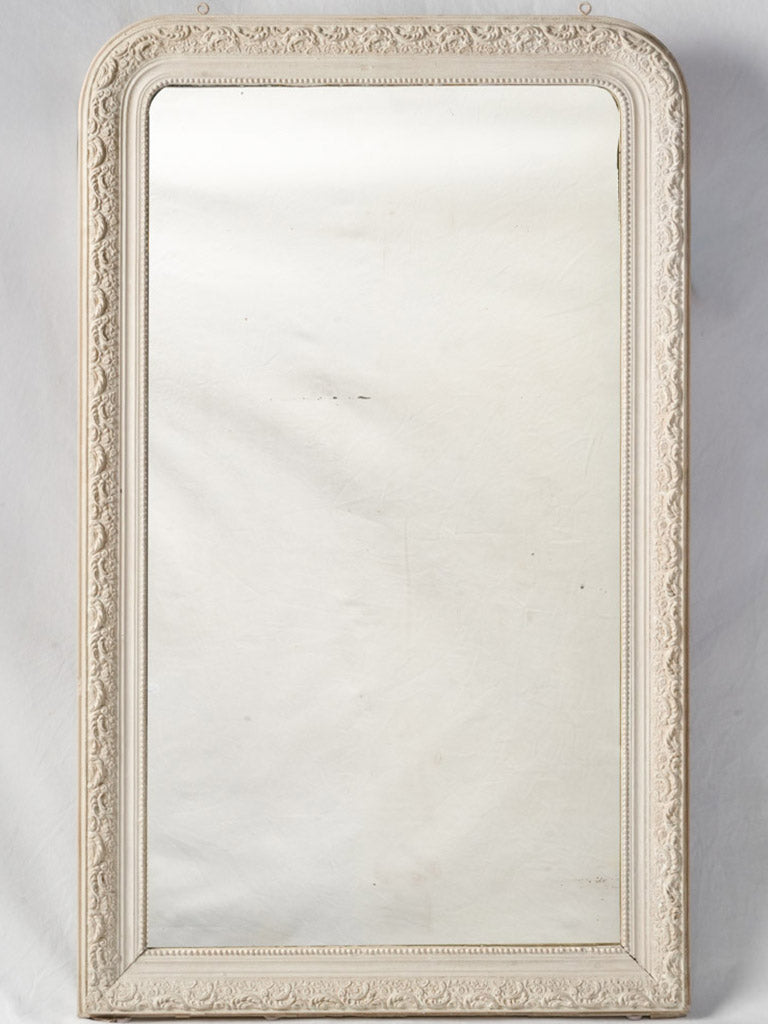 Large Late 19th Century Louis Philippe Style Mirror w/ Cream Patina - 56" x 33"
