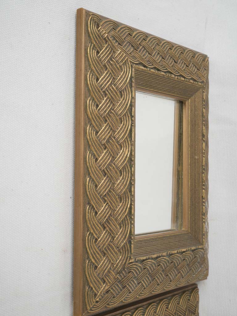 Charming aged wicker-style mirrors
