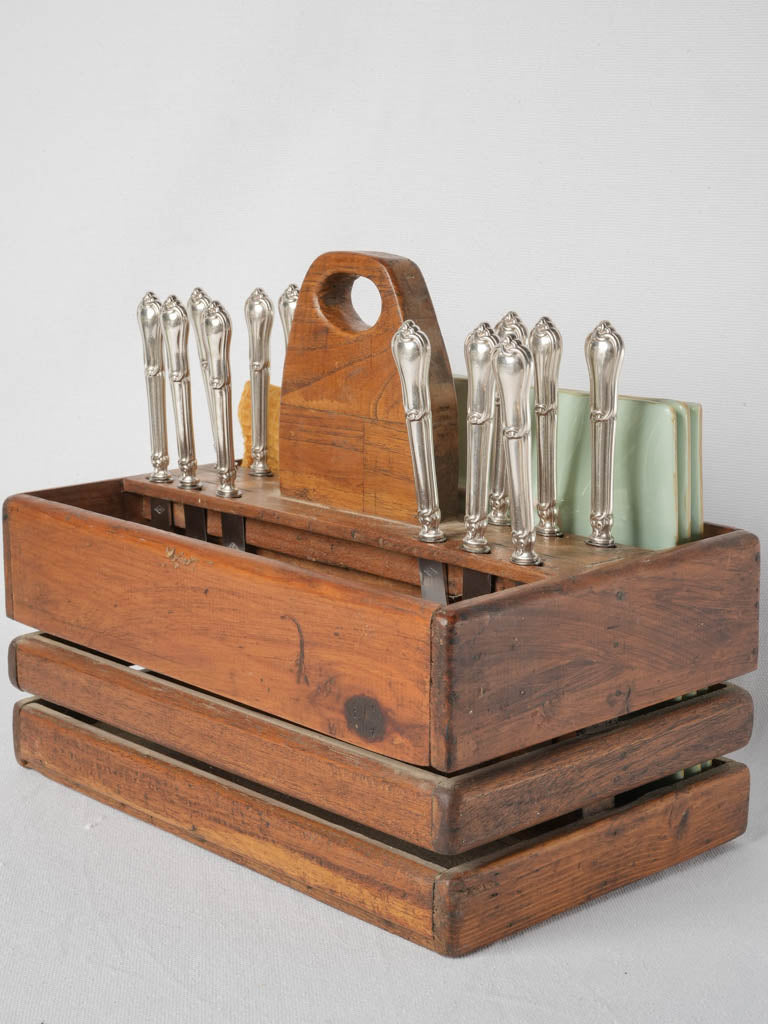 Vintage wooden cutlery carrier