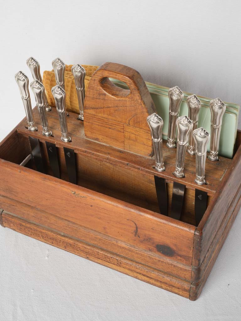 Distressed farmhouse flatware holder