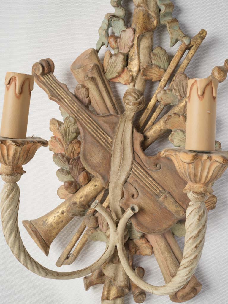 Mid-20th-Century Italian Two-Light Musical Trophy Sconce - 24½"