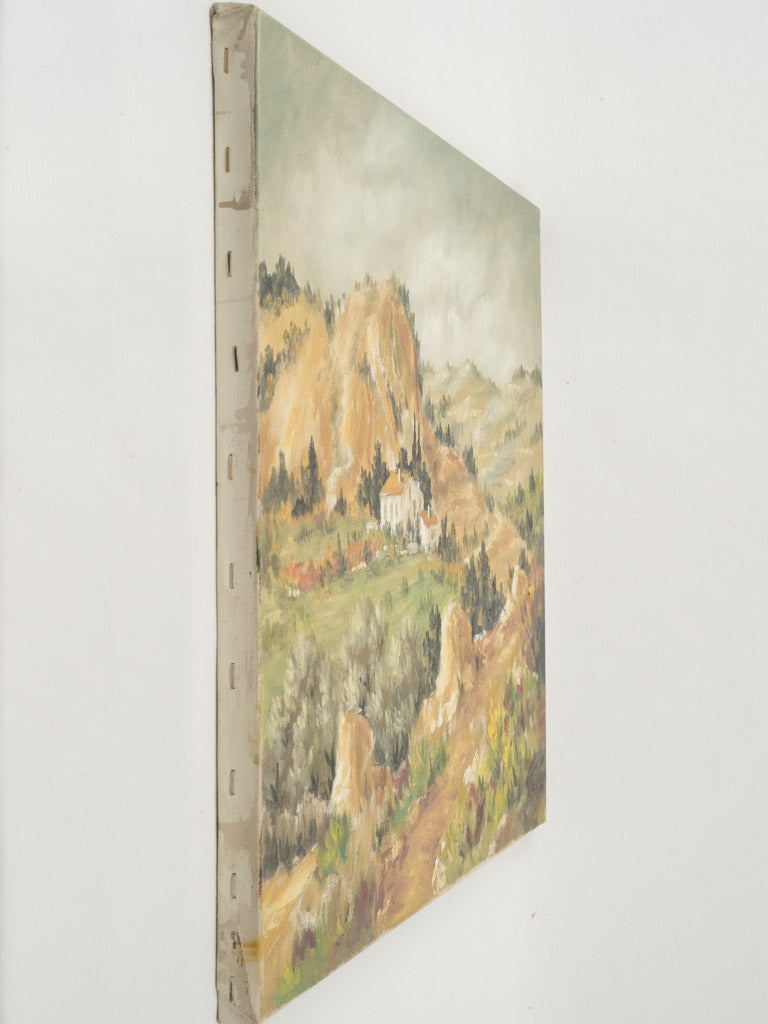 Unframed French oil-on-canvas countryside painting