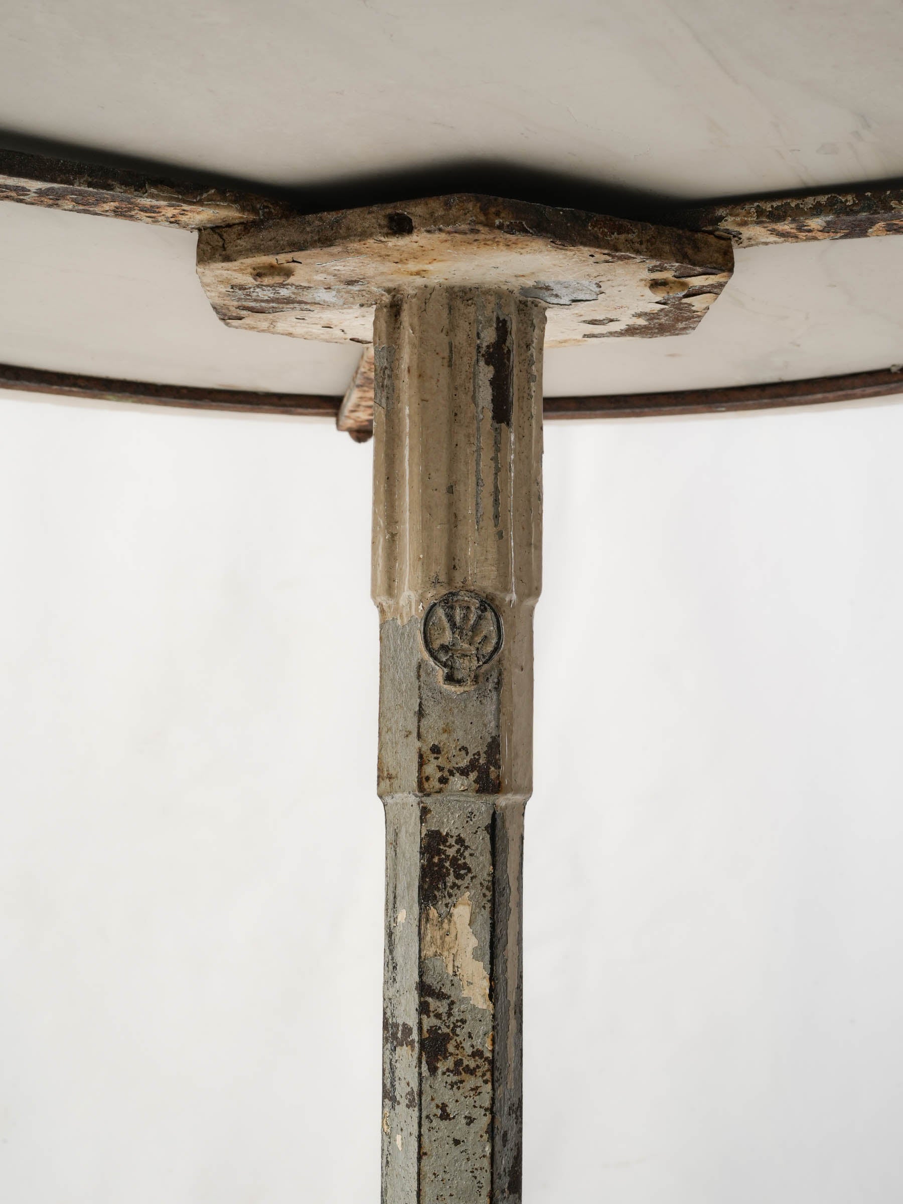 Rare Louis Vuitton Art Deco Cast-Iron Pedestal Table with Later Stone Top, France, c. 1930s - 27½" x 23¾"