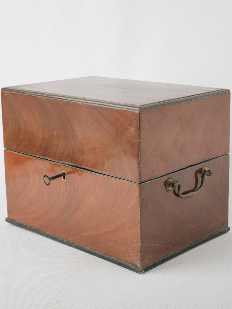 Vintage mahogany liquor traveling case