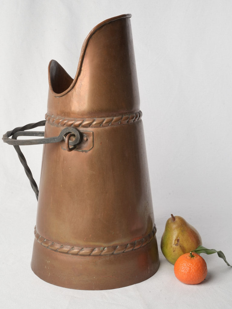 Antique French copper coal scuttle