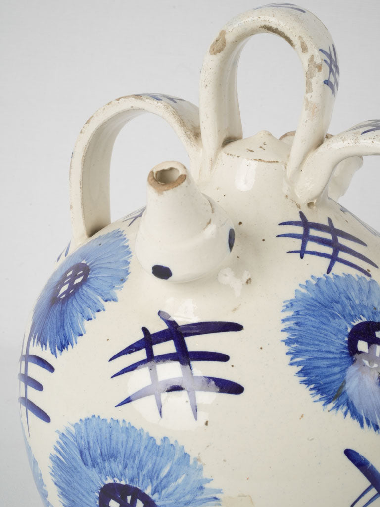 Artisanal hatching pattern pottery cruche