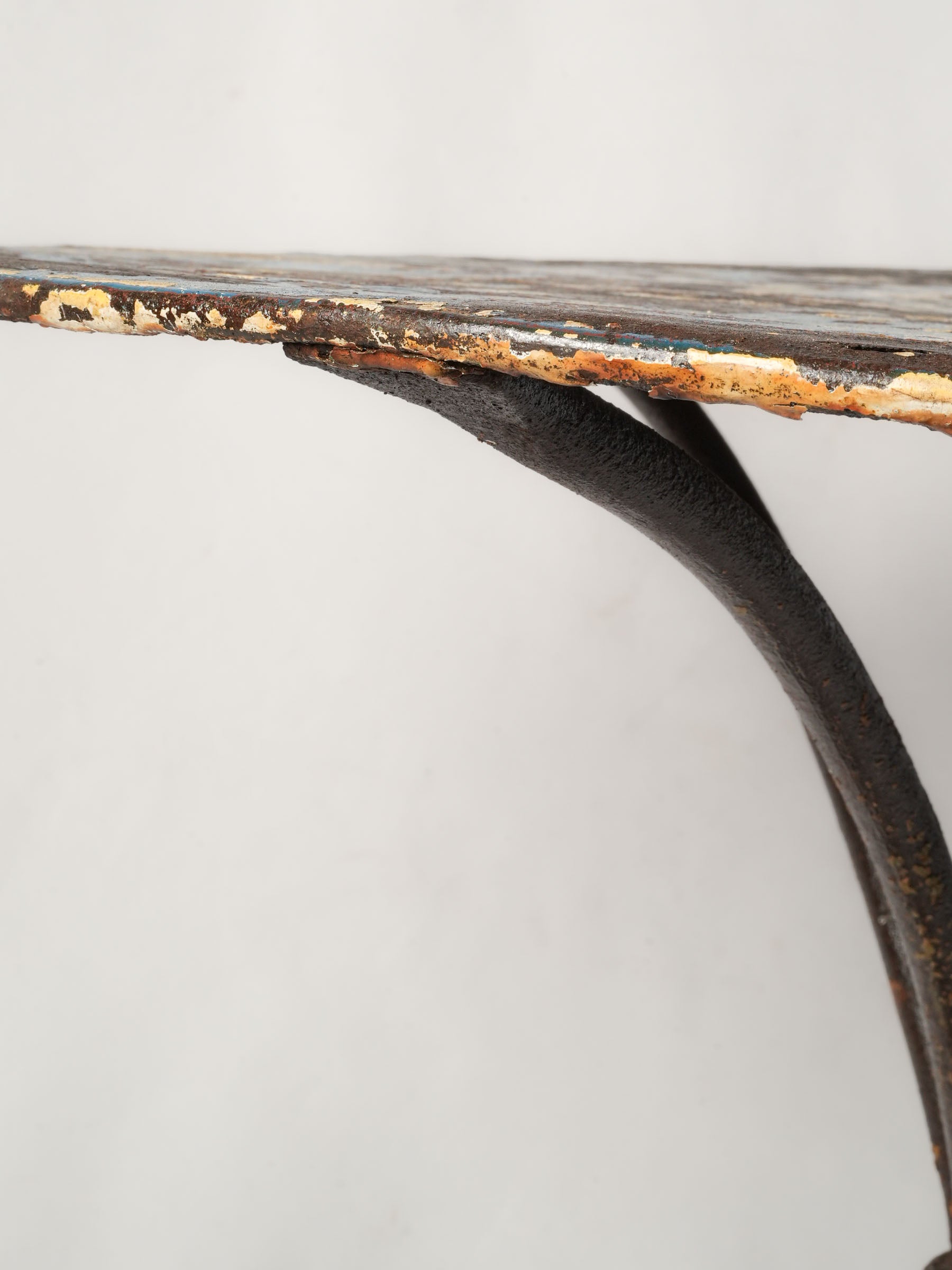 Early 20th-Century French Iron Bistro Table w/ Layered Patina - 28¼" x 23¾"