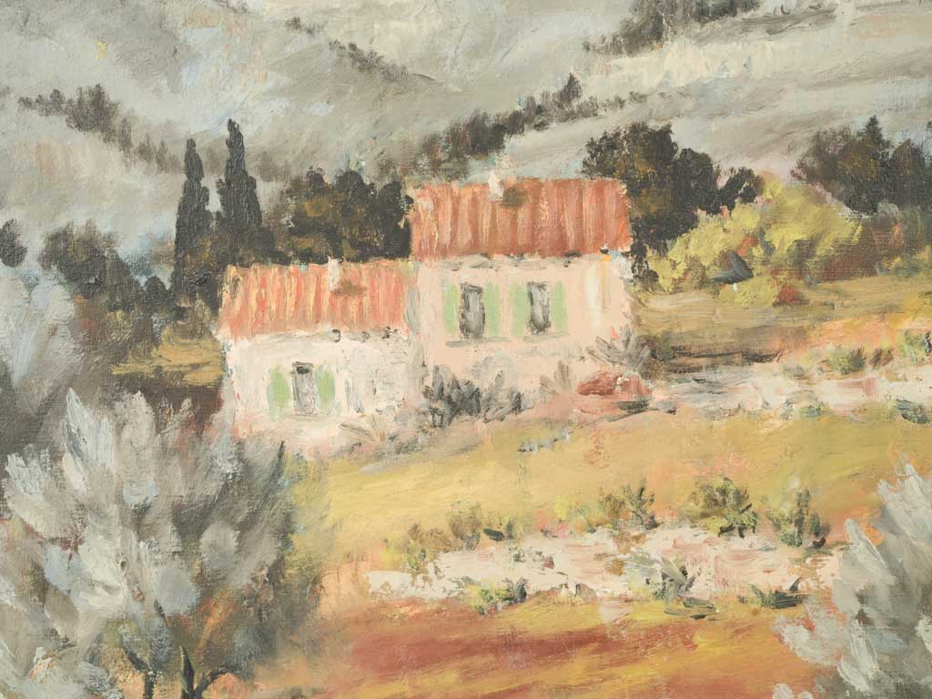 Rustic countryside oil-on-canvas landscape piece