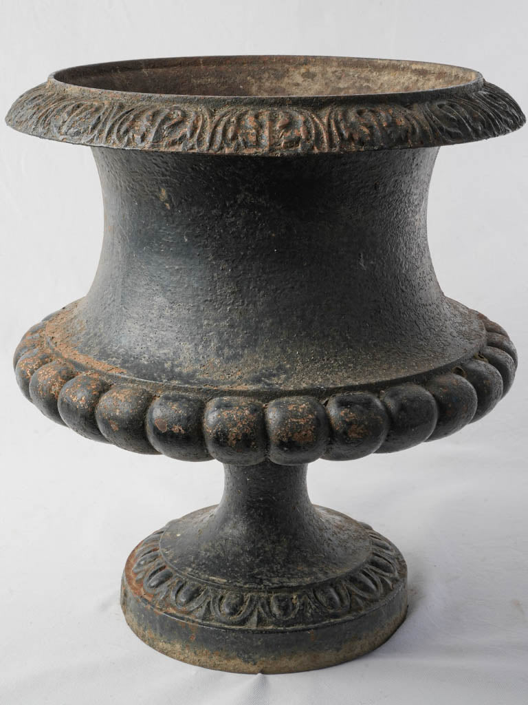 Sculptural detailed vintage iron urn